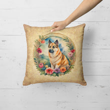 Load image into Gallery viewer, Norwegian Buhund and Flowers Fabric Decorative Pillow