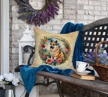Load image into Gallery viewer, Norwegian Buhund and Flowers Fabric Decorative Pillow