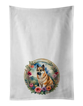 Load image into Gallery viewer, Norwegian Buhund and Flowers Kitchen Towel Set of 2