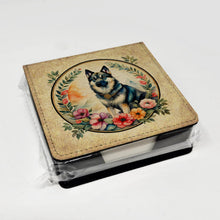 Load image into Gallery viewer, Norwegian Elkhound and Flowers PU Leather Note Paper Holder