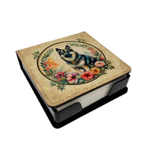 Load image into Gallery viewer, Norwegian Elkhound and Flowers PU Leather Note Paper Holder