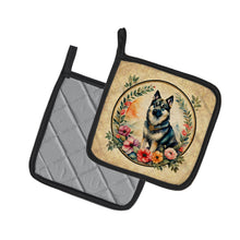 Load image into Gallery viewer, Norwegian Elkhound and Flowers Pot Holders - Set of 2 Decorative Kitchen Helpers | Made in the USA