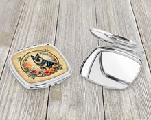 Load image into Gallery viewer, Norwegian Elkhound and Flowers Compact Mirror – Stylish Purse Mirror with Artistic Covers