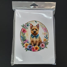Load image into Gallery viewer, Norwich Terrier and Flowers Greeting Cards -  Blank Note Cards – 8-Pack of Artist-Designed Cards with Envelopes