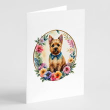 Load image into Gallery viewer, Norwich Terrier and Flowers Greeting Cards -  Blank Note Cards – 8-Pack of Artist-Designed Cards with Envelopes