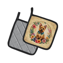 Load image into Gallery viewer, Norwich Terrier and Flowers Pot Holders - Set of 2 Decorative Kitchen Helpers | Made in the USA