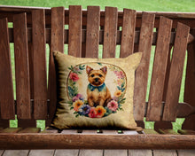 Load image into Gallery viewer, Norwich Terrier and Flowers Throw Pillow - 14x14 Decorative Pillow – Art for Your Home &amp; Patio