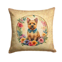 Load image into Gallery viewer, Norwich Terrier and Flowers Throw Pillow - 14x14 Decorative Pillow – Art for Your Home &amp; Patio