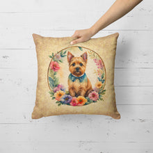 Load image into Gallery viewer, Norwich Terrier and Flowers Fabric Decorative Pillow