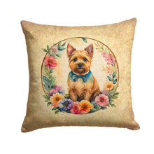 Load image into Gallery viewer, Norwich Terrier and Flowers Fabric Decorative Pillow