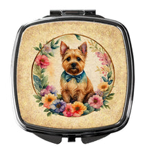 Load image into Gallery viewer, Norwich Terrier and Flowers Compact Mirror – Stylish Purse Mirror with Artistic Covers