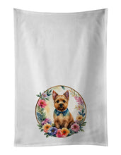 Load image into Gallery viewer, Norwich Terrier and Flowers Kitchen Towel Set of 2