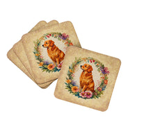 Load image into Gallery viewer, Nova Scotia Duck Tolling Retriever and Flowers Coasters - Set of 4 Lightweight Foam, Absorbent Drink Coasters