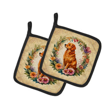Load image into Gallery viewer, Nova Scotia Duck Tolling Retriever and Flowers Pot Holders - Set of 2 Decorative Kitchen Helpers | Made in the USA