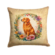Load image into Gallery viewer, Nova Scotia Duck Tolling Retriever and Flowers Throw Pillow - 14x14 Decorative Pillow – Art for Your Home &amp; Patio