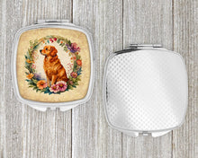 Load image into Gallery viewer, Nova Scotia Duck Tolling Retriever and Flowers Compact Mirror – Stylish Purse Mirror with Artistic Covers