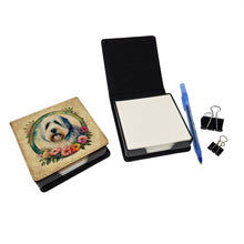 Load image into Gallery viewer, Old English Sheepdog and Flowers PU Leather Note Paper Holder
