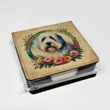 Load image into Gallery viewer, Old English Sheepdog and Flowers PU Leather Note Paper Holder