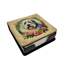 Load image into Gallery viewer, Old English Sheepdog and Flowers PU Leather Note Paper Holder