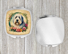 Load image into Gallery viewer, Old English Sheepdog and Flowers Compact Mirror – Stylish Purse Mirror with Artistic Covers