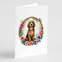 Load image into Gallery viewer, Otterhound and Flowers Greeting Cards -  Blank Note Cards – 8-Pack of Artist-Designed Cards with Envelopes