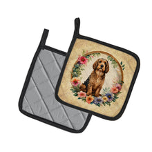 Load image into Gallery viewer, Otterhound and Flowers Pot Holders - Set of 2 Decorative Kitchen Helpers | Made in the USA