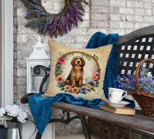 Load image into Gallery viewer, Otterhound and Flowers Fabric Decorative Pillow