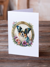 Load image into Gallery viewer, Papillon and Flowers Greeting Cards -  Blank Note Cards – 8-Pack of Artist-Designed Cards with Envelopes