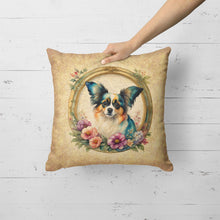 Load image into Gallery viewer, Papillon and Flowers Fabric Decorative Pillow