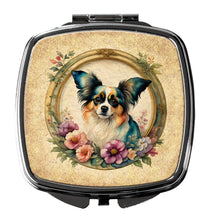 Load image into Gallery viewer, Papillon and Flowers Compact Mirror – Stylish Purse Mirror with Artistic Covers
