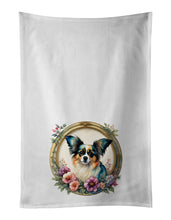 Load image into Gallery viewer, Papillon and Flowers Kitchen Towel Set of 2
