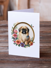 Load image into Gallery viewer, Pekingese and Flowers Greeting Cards -  Blank Note Cards – 8-Pack of Artist-Designed Cards with Envelopes