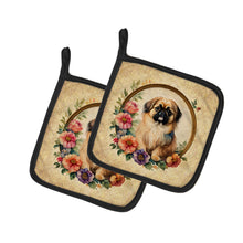 Load image into Gallery viewer, Pekingese and Flowers Pot Holders - Set of 2 Decorative Kitchen Helpers | Made in the USA