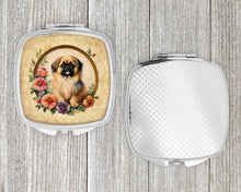 Load image into Gallery viewer, Pekingese and Flowers Compact Mirror – Stylish Purse Mirror with Artistic Covers