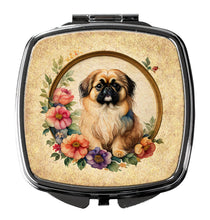 Load image into Gallery viewer, Pekingese and Flowers Compact Mirror – Stylish Purse Mirror with Artistic Covers