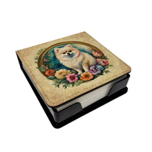 Load image into Gallery viewer, Pomeranian and Flowers PU Leather Note Paper Holder