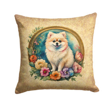 Load image into Gallery viewer, Pomeranian and Flowers Throw Pillow - 14x14 Decorative Pillow – Art for Your Home &amp; Patio