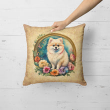 Load image into Gallery viewer, Pomeranian and Flowers Fabric Decorative Pillow