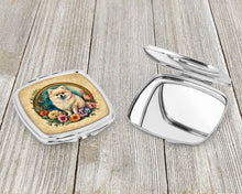 Load image into Gallery viewer, Pomeranian and Flowers Compact Mirror – Stylish Purse Mirror with Artistic Covers