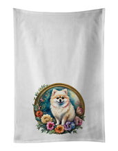 Load image into Gallery viewer, Pomeranian and Flowers Kitchen Towel Set of 2