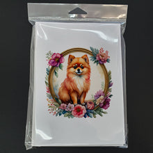 Load image into Gallery viewer, Pomeranian and Flowers Greeting Cards -  Blank Note Cards – 8-Pack of Artist-Designed Cards with Envelopes