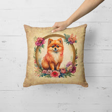 Load image into Gallery viewer, Pomeranian and Flowers Fabric Decorative Pillow