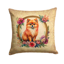 Load image into Gallery viewer, Pomeranian and Flowers Fabric Decorative Pillow