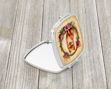 Load image into Gallery viewer, Pomeranian and Flowers Compact Mirror – Stylish Purse Mirror with Artistic Covers