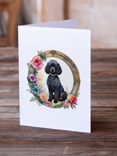 Load image into Gallery viewer, Black Poodle and Flowers Greeting Cards -  Blank Note Cards – 8-Pack of Artist-Designed Cards with Envelopes