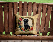 Load image into Gallery viewer, Black Poodle and Flowers Throw Pillow - 14x14 Decorative Pillow – Art for Your Home &amp; Patio