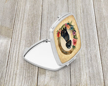 Load image into Gallery viewer, Black Poodle and Flowers Compact Mirror – Stylish Purse Mirror with Artistic Covers