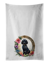 Load image into Gallery viewer, Black Poodle and Flowers Kitchen Towel Set of 2