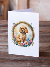 Load image into Gallery viewer, Poodle and Flowers Greeting Cards -  Blank Note Cards – 8-Pack of Artist-Designed Cards with Envelopes
