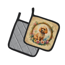 Load image into Gallery viewer, Poodle and Flowers Pot Holders - Set of 2 Decorative Kitchen Helpers | Made in the USA